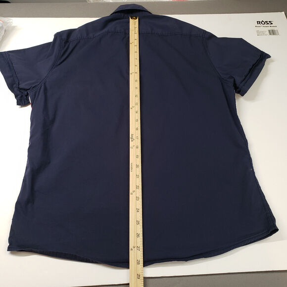 Izod USA Flag Button Down Shirt Mens Medium Blue American Short Sleeve Casual - Picture 5 of 12